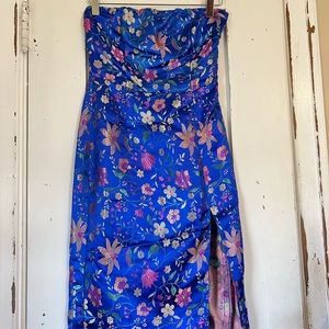 embroidered royal blue dress